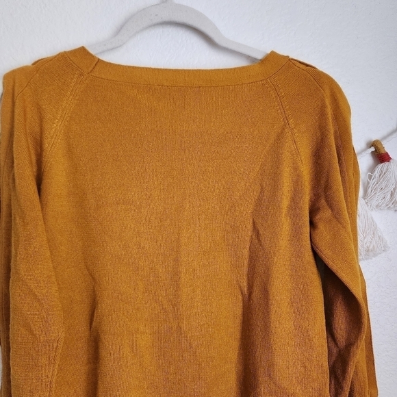 Ann Taylor Wool Blend Mustard Yellow Button Long Sleeve Sweater Top S - Picture 6 of 8